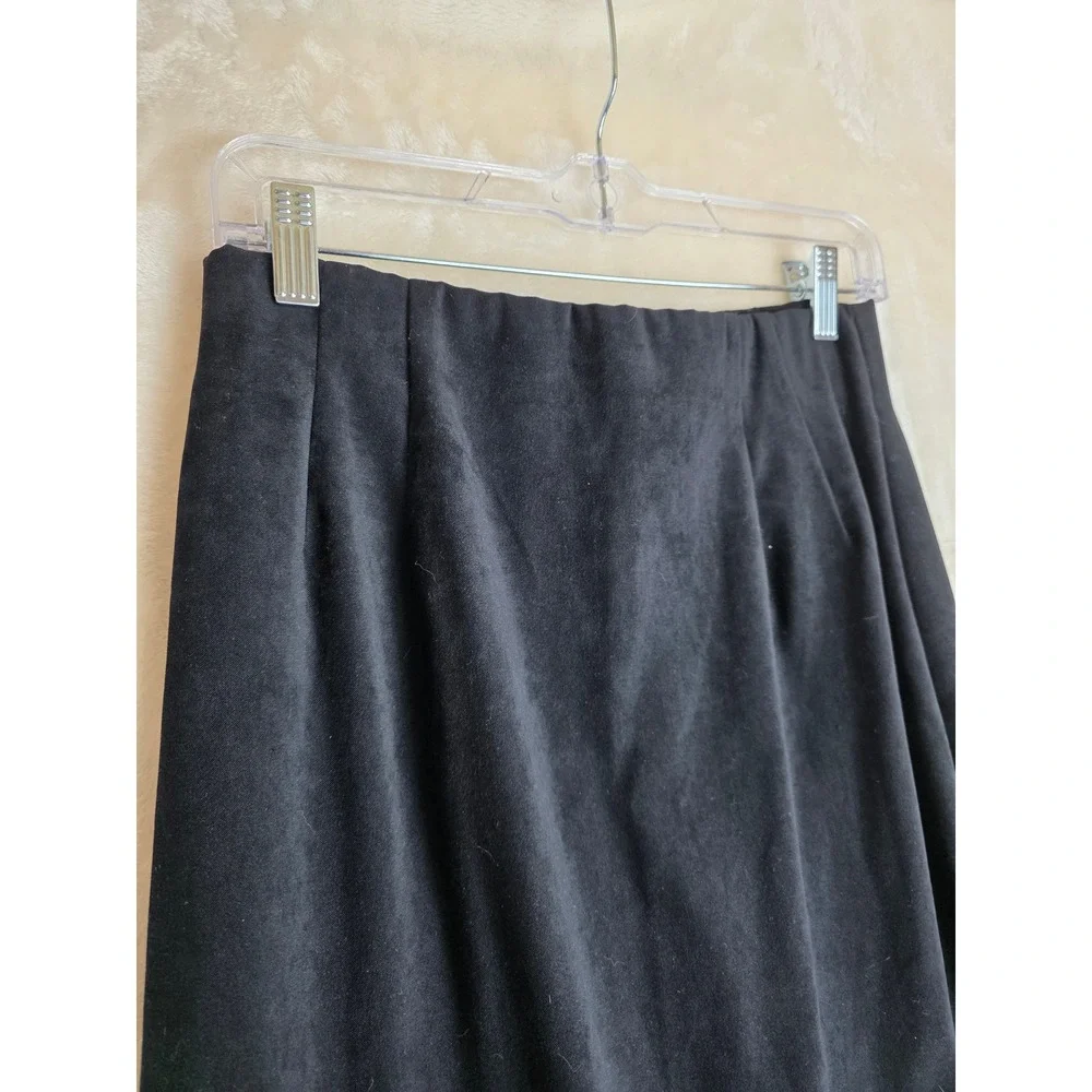 Vintage Wildlife New York Black Velvet Maxi Skirt Size 8 Side‎ Slit Elegant